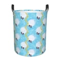 thumbnail image 2 of YFYANG Waterproof Laundry Hamper, Blue Note Texture Laundry Basket Oxford Fabric with Handle Foldable, S, 2 of 8