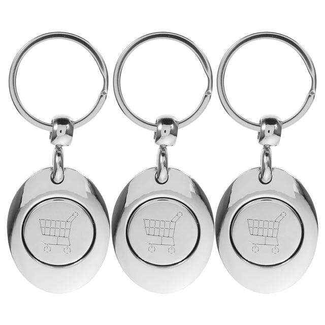 SHISUYAN 3 pcs Shopping Trolley Token Keychain Cart Token Keychain Metal Trolley Token Keyring