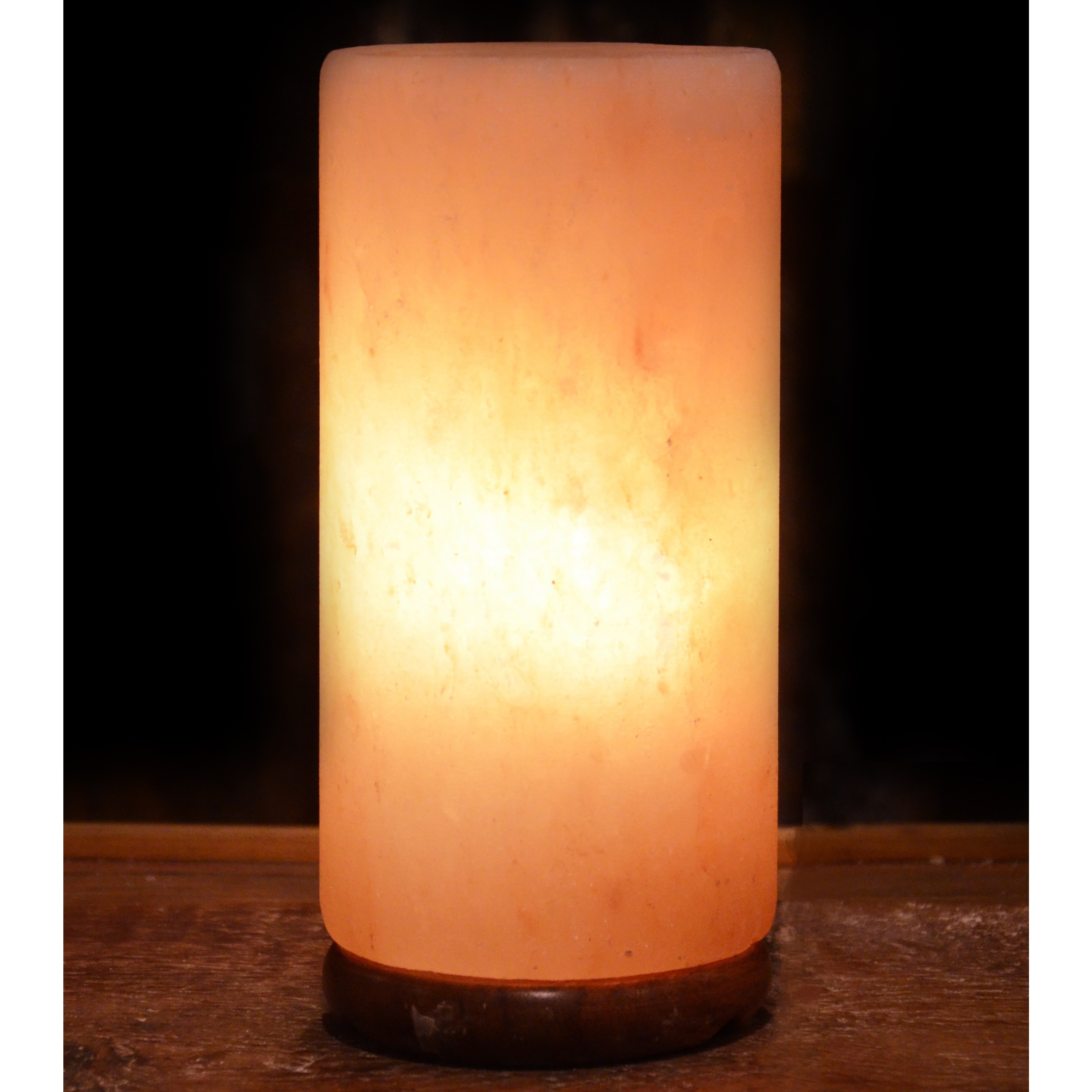 Deluxe Comfort Cylinder Natural Salt Lamp with Wood Base