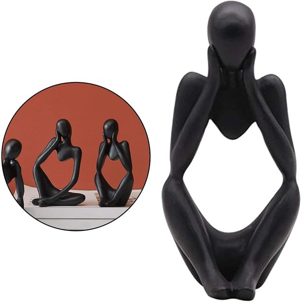 Taian Thinker Statue Resin Thinker Abstract Sculpture Modern Statue Character Statuette Office Decoration Birthday Decoration Gift (black)