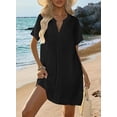thumbnail image 4 of Women's Swimsuit Cover Up Shirt V Neck Short Sleeve Bathing Suit Coverups Summer Beach Cover Ups, 4 of 9