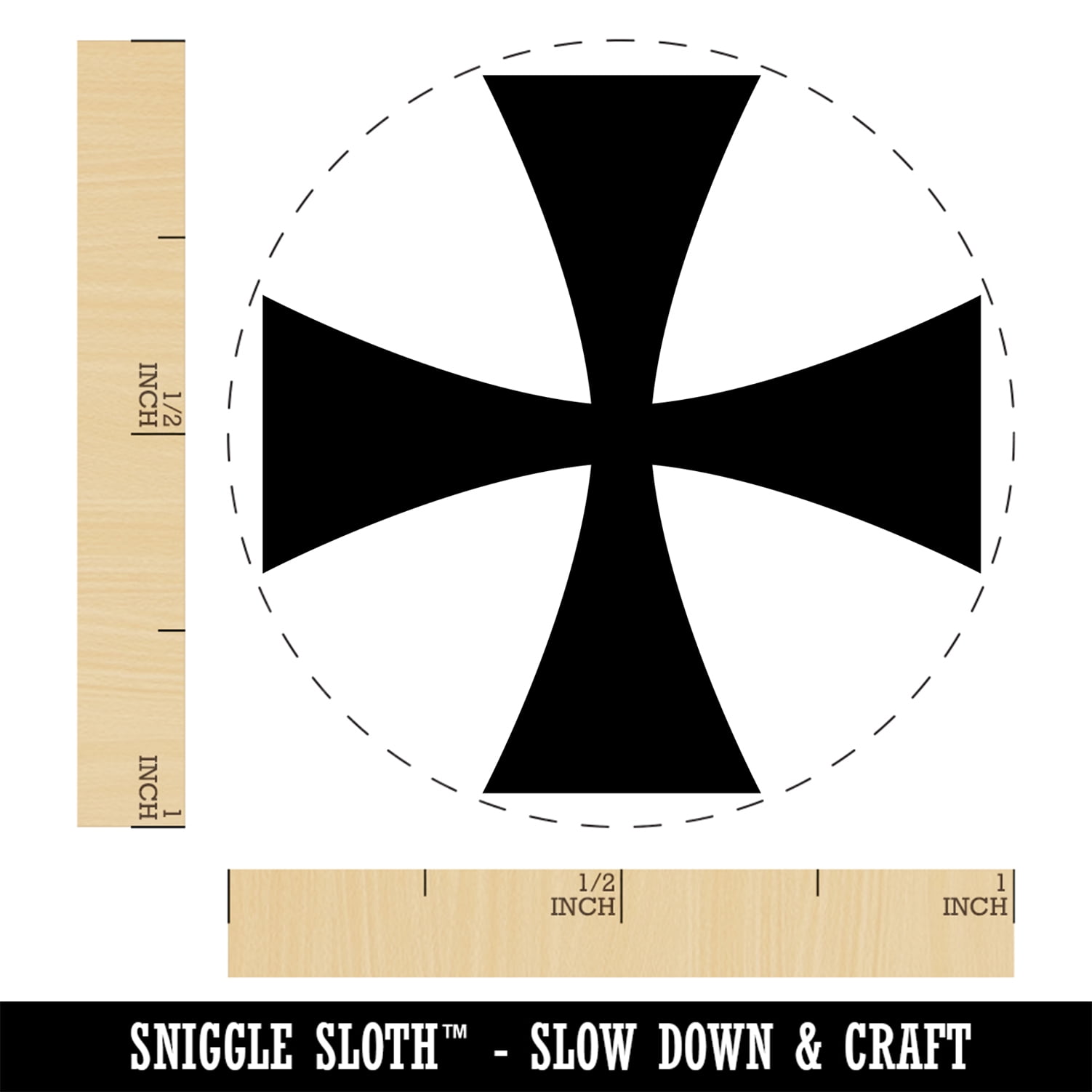 Templar Cross Self-Inking Rubber Stamp Ink Stamper - Black Ink - Medium 1 Inch
