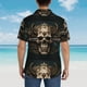 thumbnail image 4 of Fotbe Metal Style Horned Skull Camisa Hawaiana para Hombre Unisex – Camisa Casual de Verano con Botones de Manga Corta de Algodón y Lino,XX-Large, 4 of 7