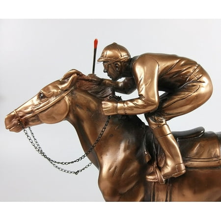 Acrylic Copper Sculpture - Marian Imports F54079 Jockey On Horse Bronze Plated Resin Sculpture - 10 x 4 x 10 inch