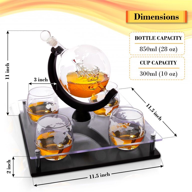 Whiskey Decanter Set With 2 Glasses, Transparent Creative Flask