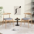 thumbnail image 2 of GZXS Retro Dining Chairs Set of 2, Solid Rubberwood Accent Side Chairs with Fabric Seat and Curved Backrest, 300lb Capacity, Ergonomic Design for Kitchen, Dining, and Small Gatherings (Natural+Gray), 2 of 10