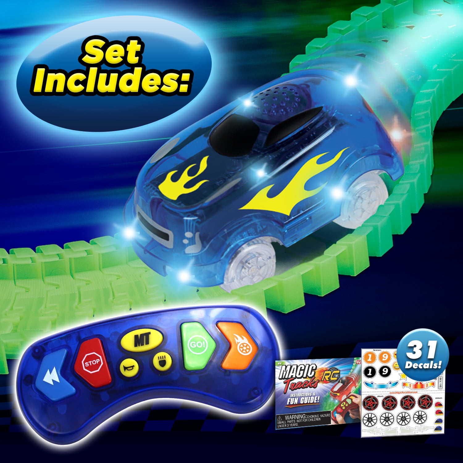 Magic Tracks Light-up Muscle Car & Remote With Realistic Sounds Blue T46 for sale online 