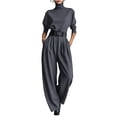thumbnail image 2 of Xdegoge 2 Piece Sets for Women Turtleneck Long Sleeve T Shirts Tops and Long Pants Matching Set with Pockets Bodycon Fashion Solid Casual Outfits, 2 of 5