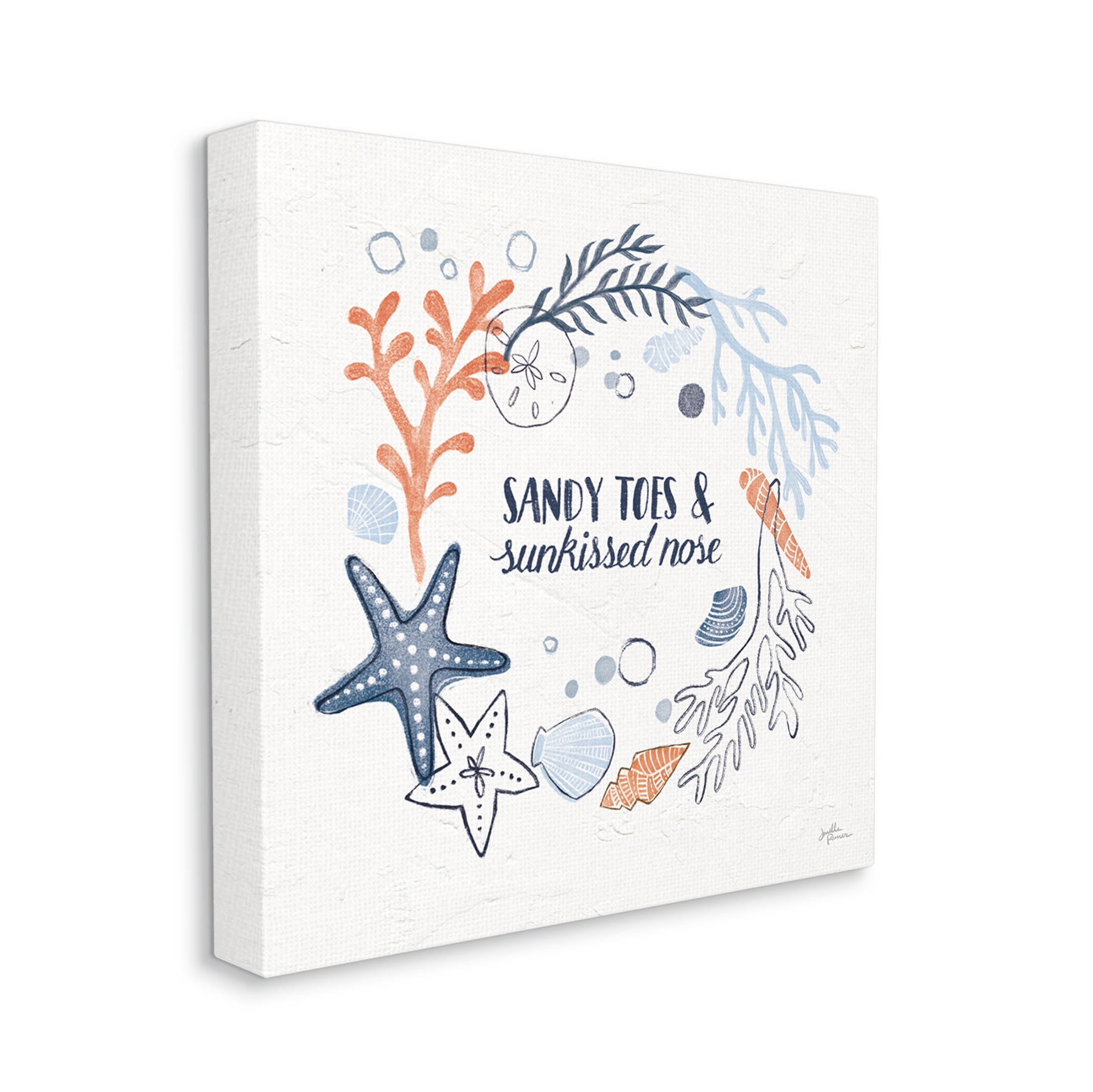 Stupell Industries Sandy Toes Sunkissed Nose Phrase Graphic Art Gallery Wrapped Canvas Print Wall Art, Design by Janelle Penner