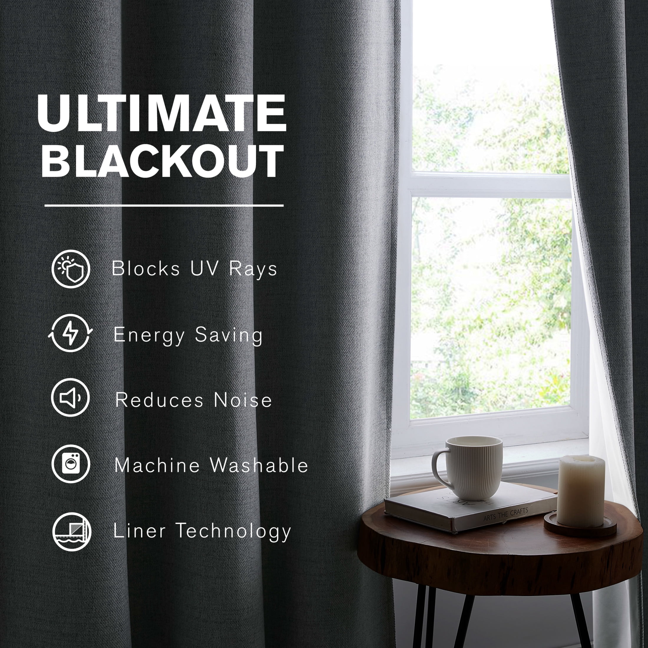 Brookstone Blue Josie Blackout Grommet 38" W x 84" L Window Curtain Panel Pairs