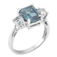 thumbnail image 2 of Sterling Silver with London Blue Topaz and Moissanite Three Stone Ring, 2 of 3