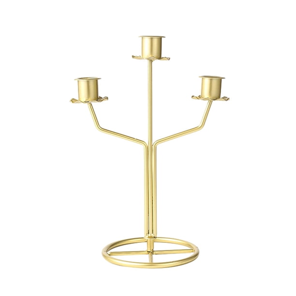 Candelabro cónico, candelabro de 3 brazos, candelabro de Metal para fiesta, soporte para velas para comedor, día de San Valentín, mantel, boda Dorado