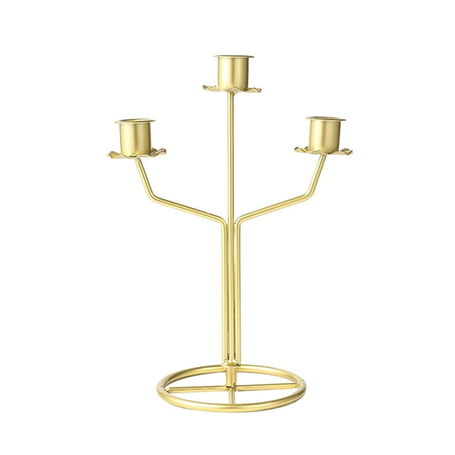 simhoa Metal Candlestick 3 Arm Candelabra Dinner Housewarming Tapered Candle Holder Golden