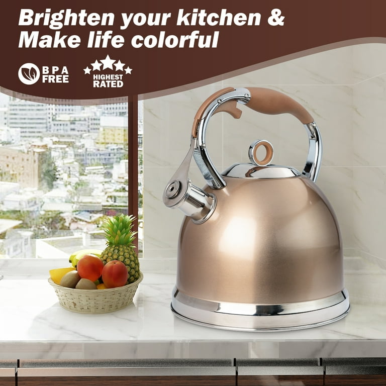  Pink Whistling Tea Kettle for Stove Top, Food Grade