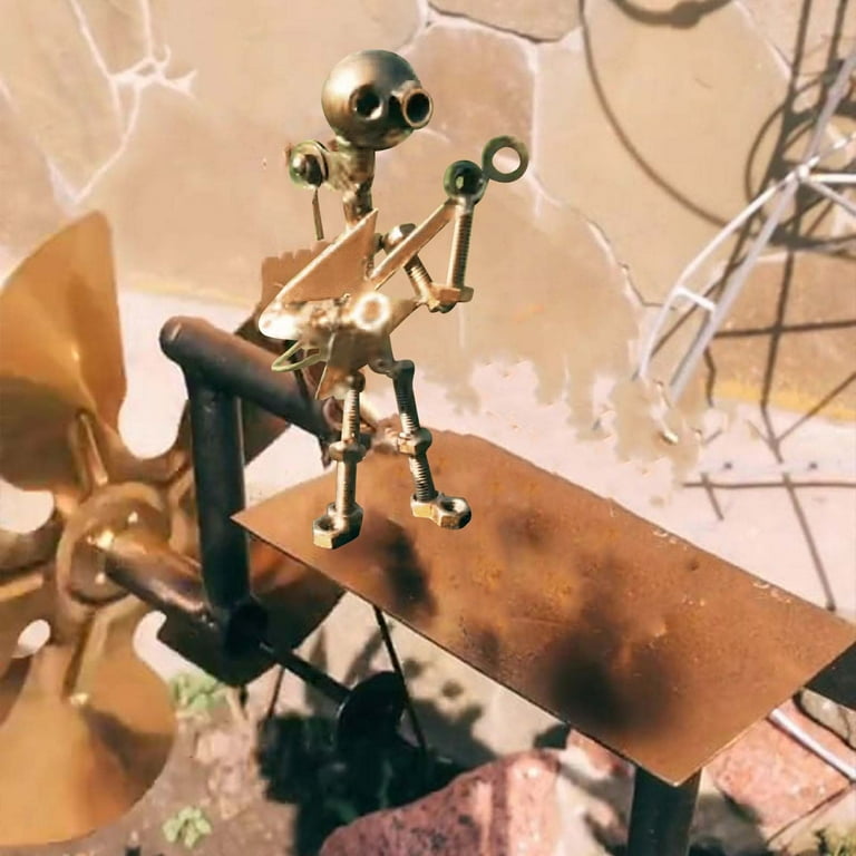 Handmade Metal Drummer Windmill,Wind-Powered Kinetic Sculpture