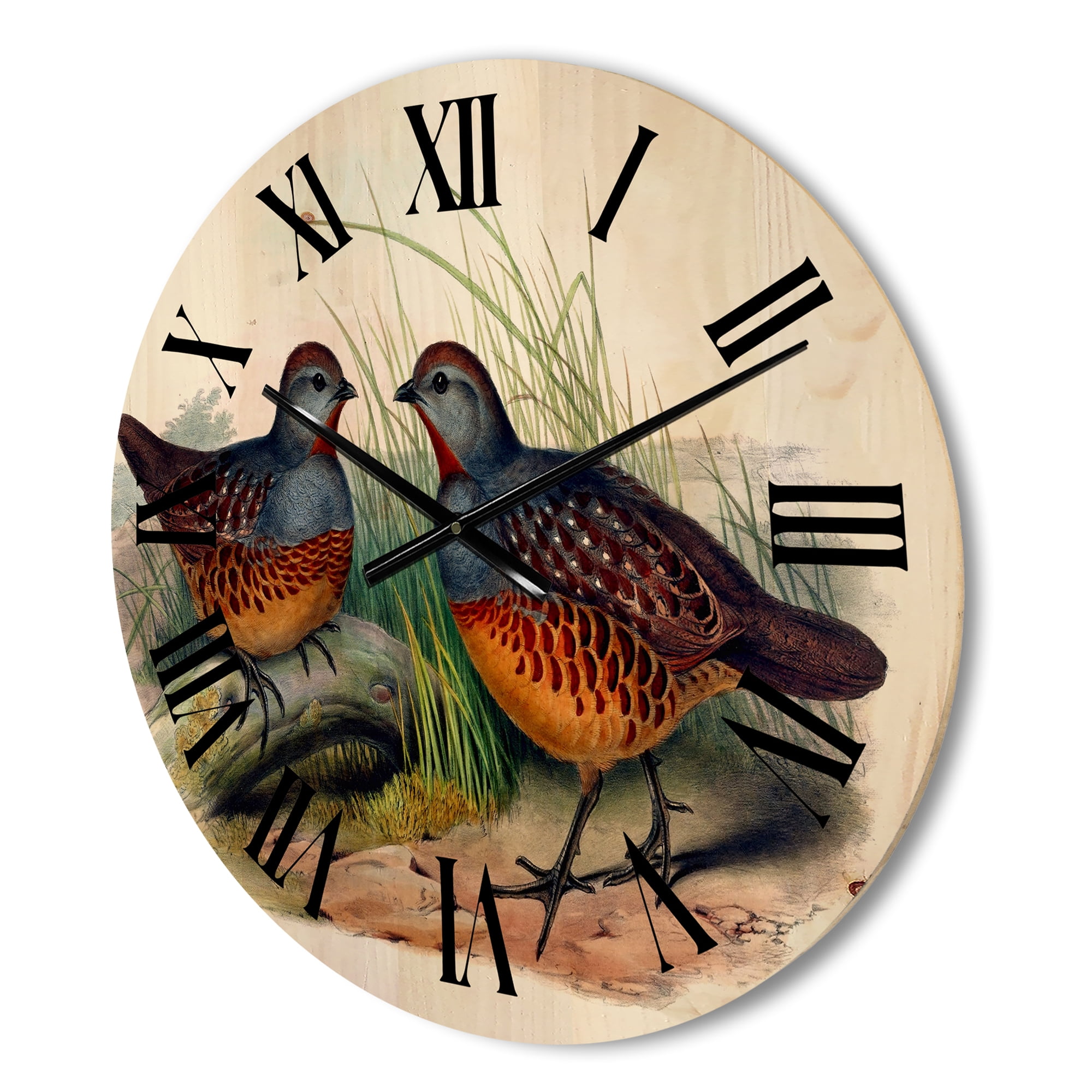 Designart 'Ancient Birds In The Wild VII' Traditional Wood Wall Clock