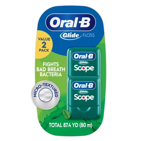 Oral-B Floss, Glide Plus Scope flavor, Mint Dental Floss, 2 count, 80 meters