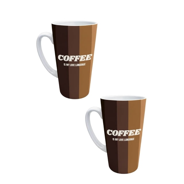 Duo de tazas de cerámica 502 ml diseño coffee is my love language