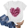thumbnail image 4 of YDLCAFD T-Shirts Graphiques de Pâques pour Femmes, Manches Courtes, Imprimé Cœur, 4 of 4