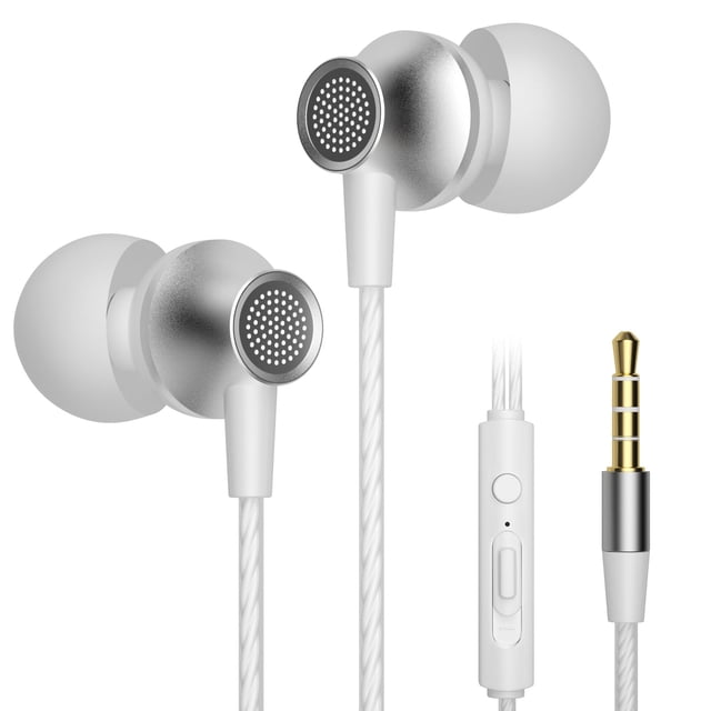 Auriculares con cable VIKEN M3 con micrófono, auriculares intraurales blancos