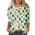 thumbnail image 2 of Gamivast Womens St Patricks Day Shirts Plus Size Funny Shamrock Clover Graphic Crew Neck Blouses Comfy 3/4 Sleeve Trendy Pullover Vacation Outfits S-5Xl, 2 of 5