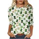 thumbnail image 2 of Ounisa St. Patrick's Day Sweatshirt for Women Clover Graphic T-Shirts Patty's Day Color 3/4 Sleeve Tee Tops, 2 of 5