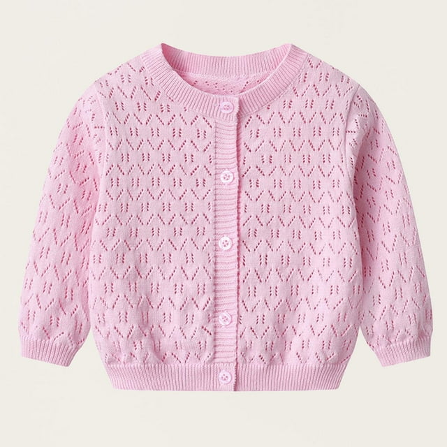 Mgmyaa Cardigan Tricoté à Manches Longues et Col Rond pour Filles, Veste Décontractée Ouverte pour l'Automne, Confortable en Laine, 3M-12Y