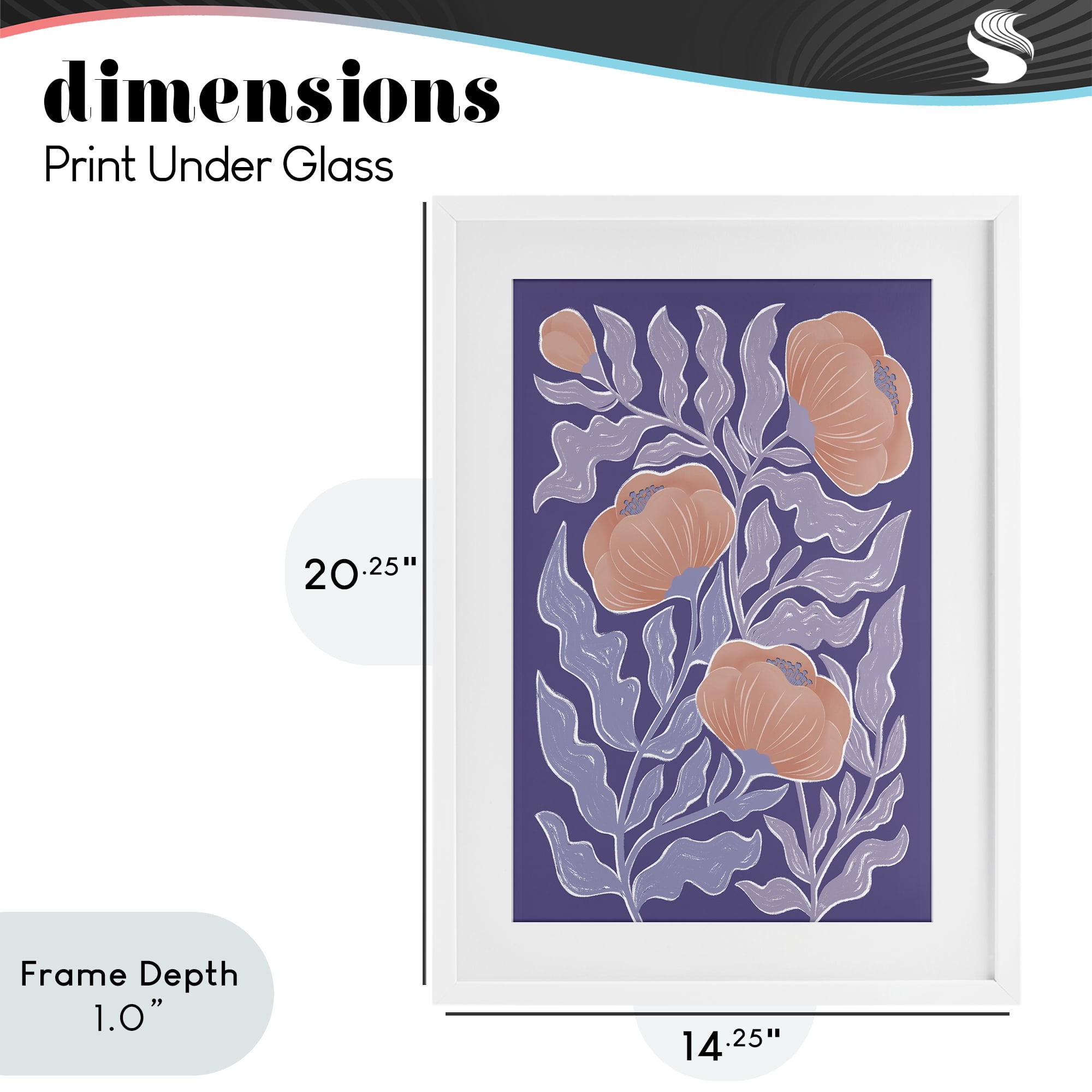 Stupell Industries Midcentury Purple Poppies White Framed Print Under Glass, design by Martina Pavlova