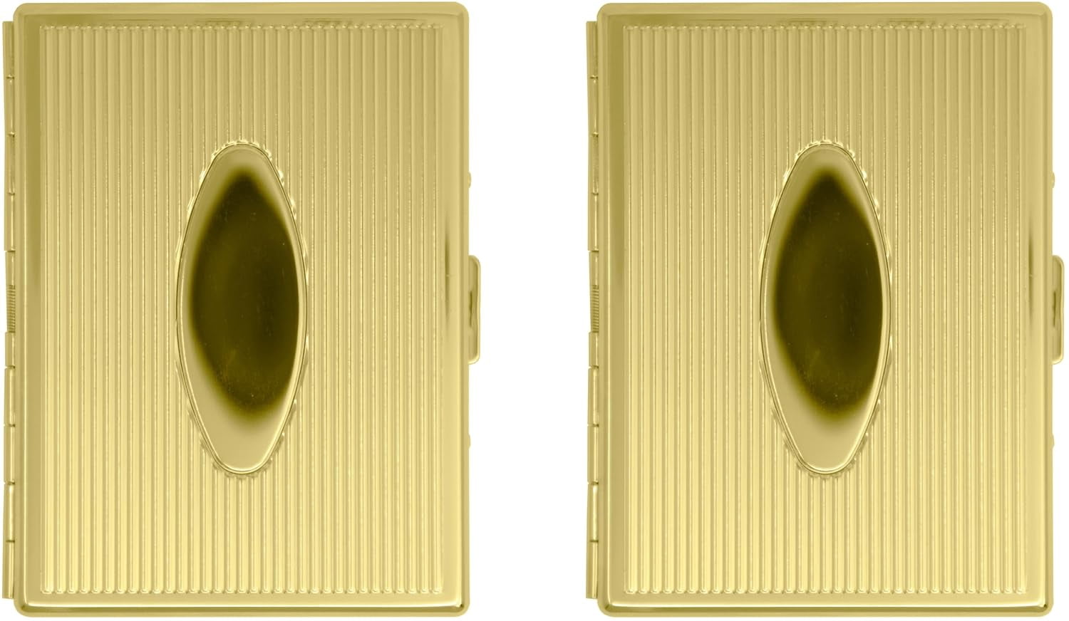 Set of 2 Metal-Plated 100s Ultra Compact Cigarette Case & Stash Box (Gold Oval)