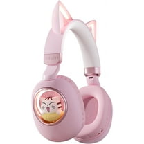 Kids Pink Cat Ear Headphones, Cute Kids Girls Wireless Bluetooth Headphones, For School, Kindergarten Light Up Kawaii Kitten Noise Cancelling Headphones, Pink