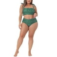 thumbnail image 1 of Bañador de dos piezas para mujer de tallas grandes Agnes Orinda, bikini de cintura alta con control de abdomen, 1X verde oscuro, 1 of 8
