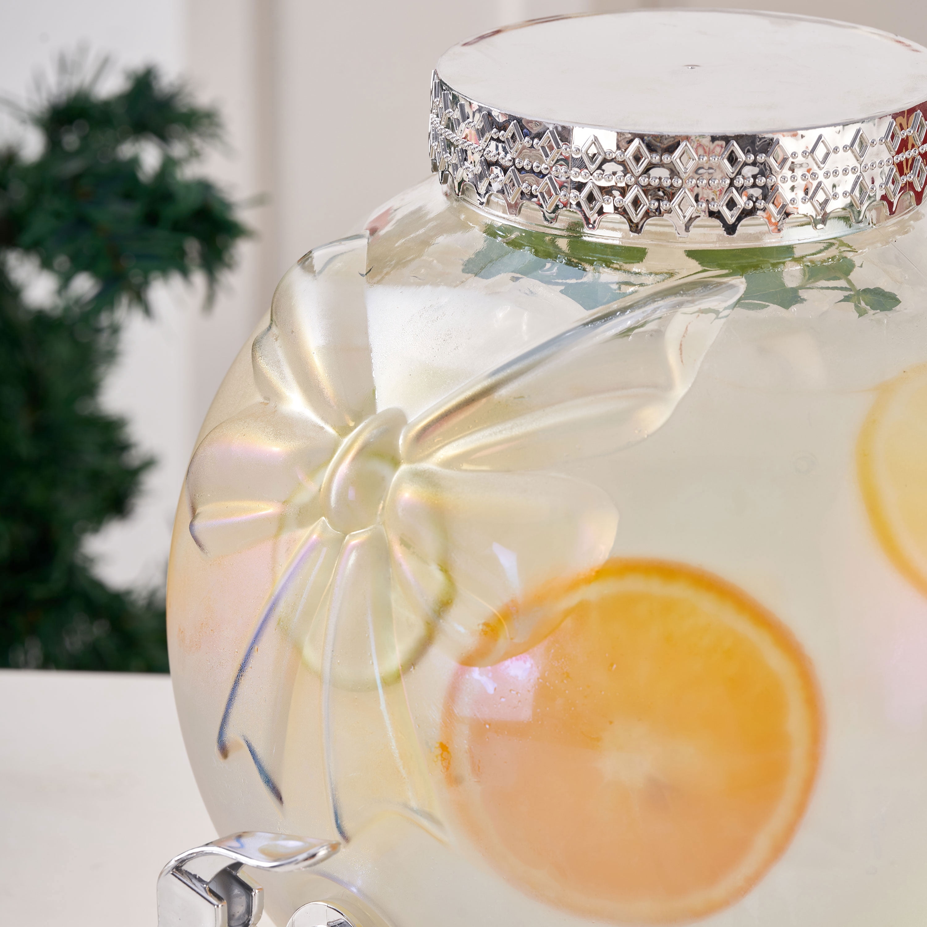Ornament Dispenser Clear Iridescent Glass 1.5 Gallon Holiday Time