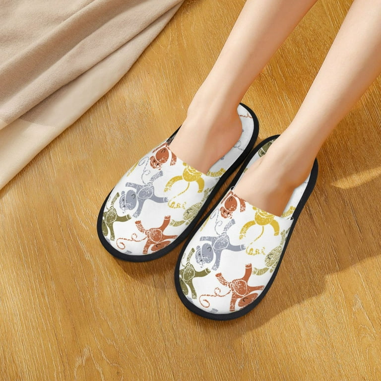 Junzan Fuzzy Feet Slippers For Women House Shoes Non Slip Indoor Outdoor Cartoon Monkey Designs Large Walmart