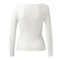 thumbnail image 6 of Going Out Tops for Women Fall Long Sleeve Cutout Solid Ribbed Knit Pullover Slim Fit Basic Womens T Shirts Dressy Casual White S, 6 of 7