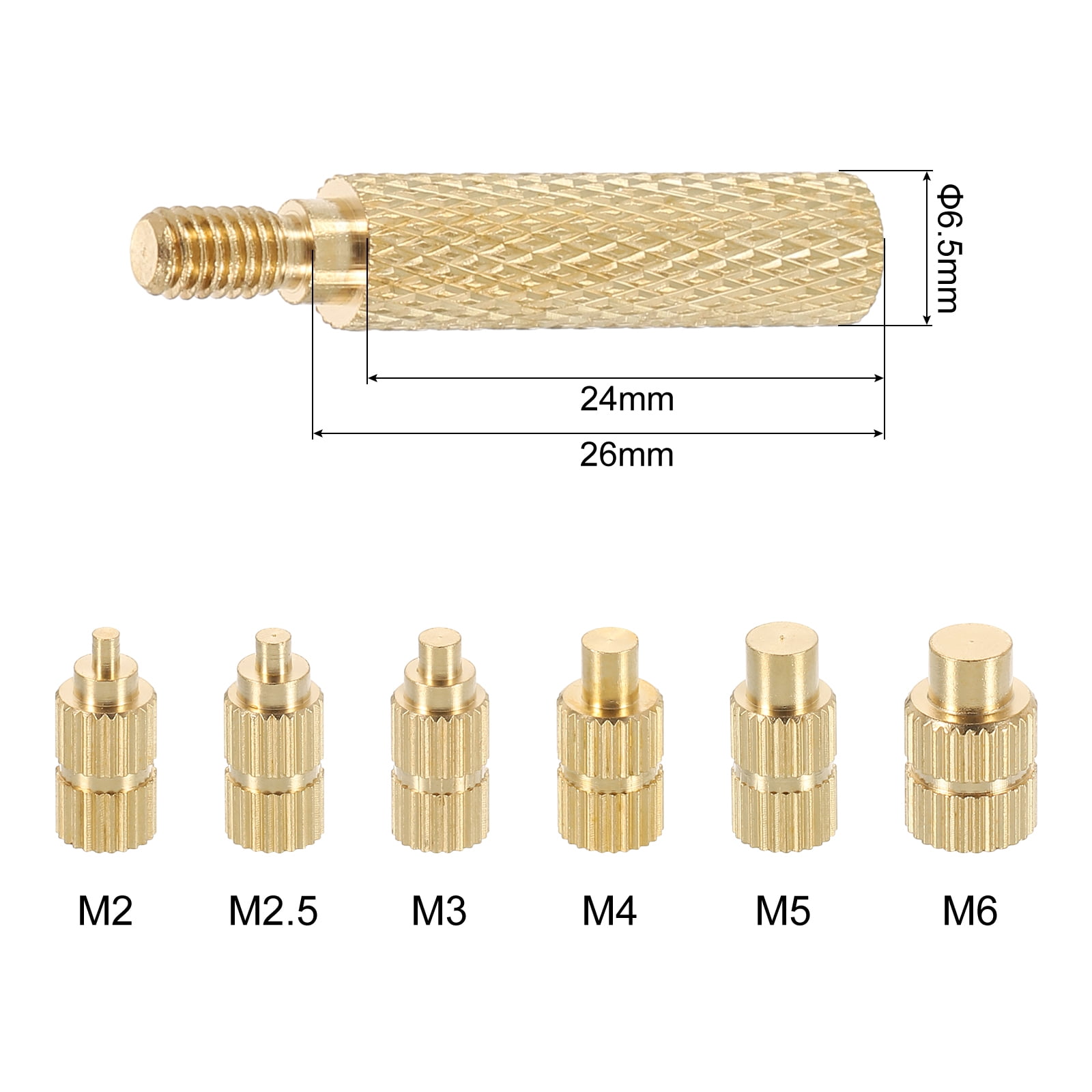 Uxcell 400pcs M2 M2.5 M3 M4 M5 M6 Metric Threaded Insert Brass Heat Set Insert Knurled Nuts Assortment Kit, 3D Printing Brass Nuts Female Threaded Inserts Nuts with Heat Set Insert Tips