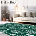 thumbnail image 2 of ODIKA 3'x5' Machine Washable Non-Slip Area Rug, Festive Pine Forest and Snowflake Mosaic Holiday High Traffic Rug with Pad, Green, 621291, 2 of 8