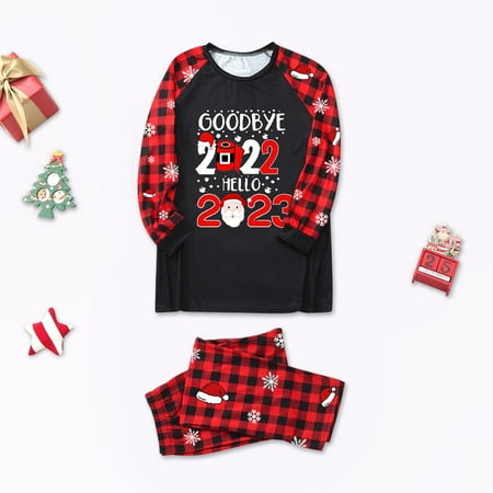 

Christmas Parent Child Women Mom Outfit Merry Christmas Letter Plaid Print Parent Child Plaid Long Sleeved Trousers Pajama Set Christmas Pajamas for Family