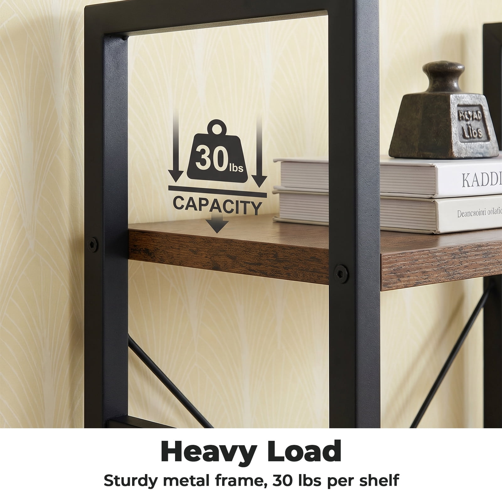 Alvantor 5-Tier Bookshelf, Modern Narrow Bookcase with 30lbs Shelf Capacity, Storage Shelf for Living Room/Office, Brown/Black