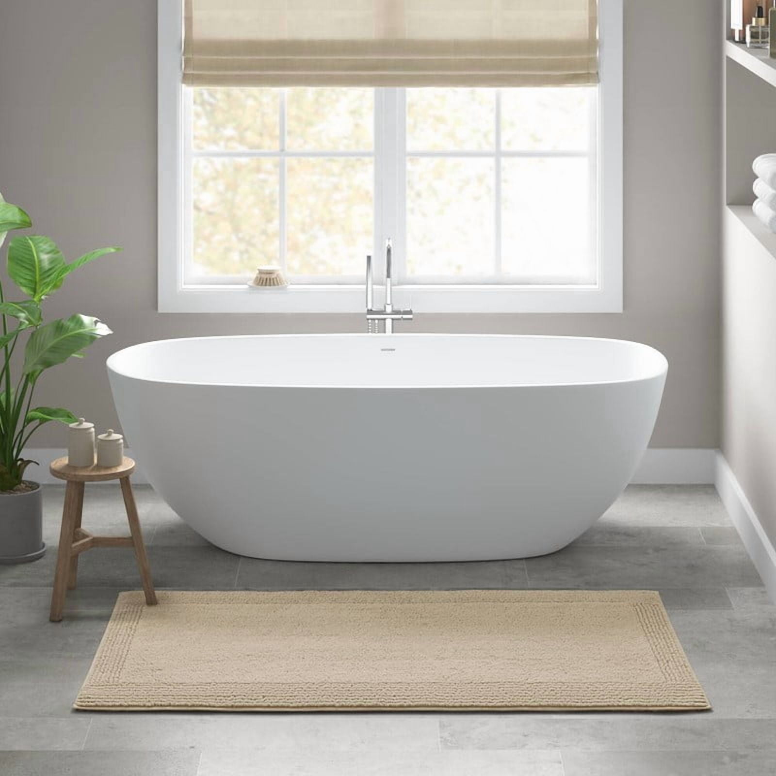 24x44 Inches Reversible Bath Rug, 100% Cotton 3000 GSM Tufted Bath Mat, Natural Luxury Soft Plush Bathroom Rug for Bathroom Shower Floor Home Decor