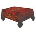 thumbnail image 1 of BSDHOME Nappe en Coton Lin avec Musique, Clef et Éléments Floraux Rouges 60x84 Pouces Nappe de Table pour Salle à Manger, Table à Thé, Pique-Niques, Fêtes, 1 of 5