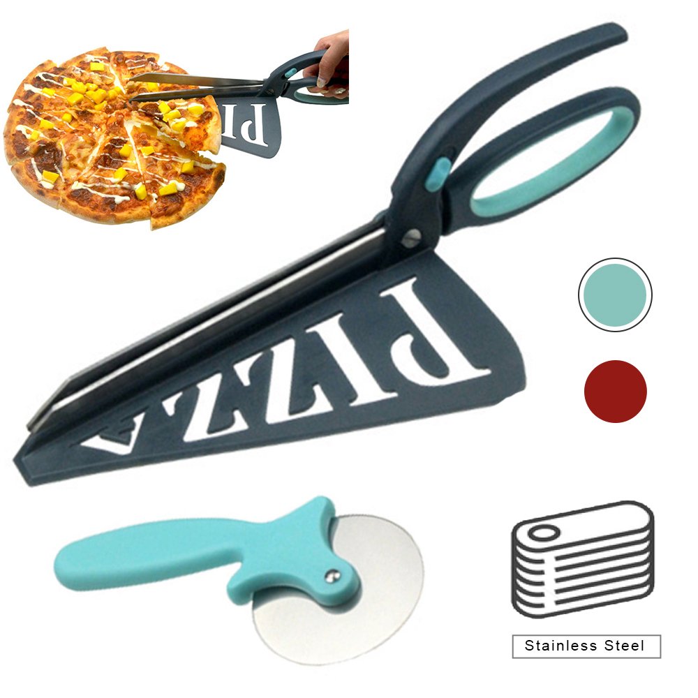 Stainless Steel Pizza Scissors Pizza Cutter Wheel Shears with Spatula