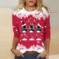 thumbnail image 2 of 2024 Christmas Shirts for Women Casual Red Wine Glass Graphic Tees Trendy 3/4 Sleeve Tops Xmas Holiday T-Shirt Ladies Cute Snowflake Crewneck Tunic Blouse,#10_Wine Glass_Hot Pink,4X-Large, 2 of 5