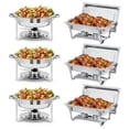 thumbnail image 1 of Ensemble de Buffets à Réchaud en Acier Inoxydable, Réchauds Rectangulaires 8 Qt et Ronds 5 Qt avec Couvercle, Poêle pour Aliments et Eau et Support à Carburant, Parfait pour le Service Traiteur, les Fêtes, les Banquets, les Événements, 1 of 9