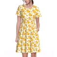 thumbnail image 1 of Fotbe yellow rubber ducks Vestido Largo de Moda para Mujer, Vestido Tipo Camiseta con Manga Corta y Estilo Casual a Rayas y Bloques de Color, 1 of 6