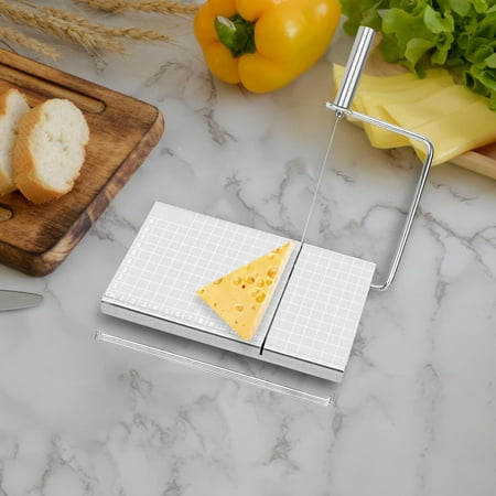 

Butter Slicer Cheese Block Slicer Butter Slice Cutter Multi Purpose Adjustable Thickness Cutting Wire Cheese Cutter Board Durable for Bread Slicer with Scale