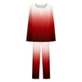 thumbnail image 7 of ibuvkizy Women's Pajama Sets,Women Fashionable and Casual Loose Printed Round Neck Button Up Long Sleeved Pants Pajama Set Red,M, 7 of 7