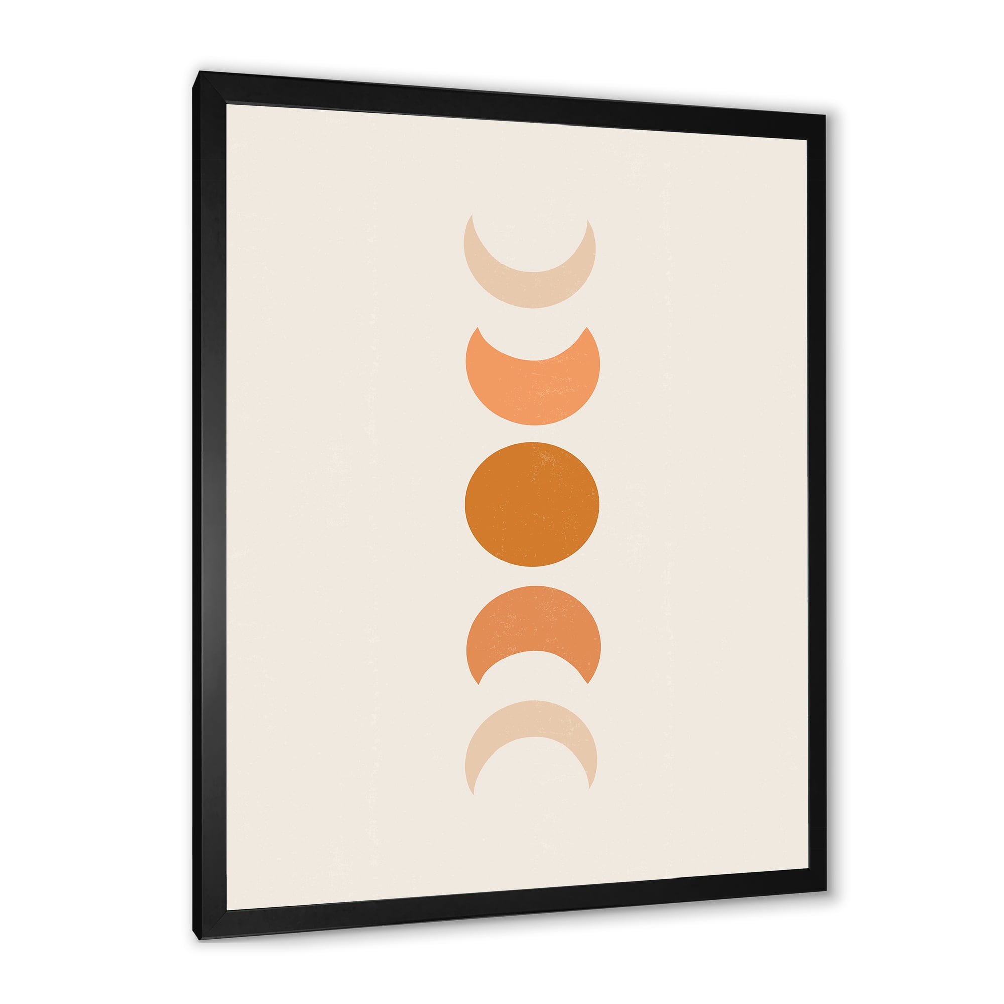 Designart 'Minimalist Different Moon Phases' Modern Framed Art Print