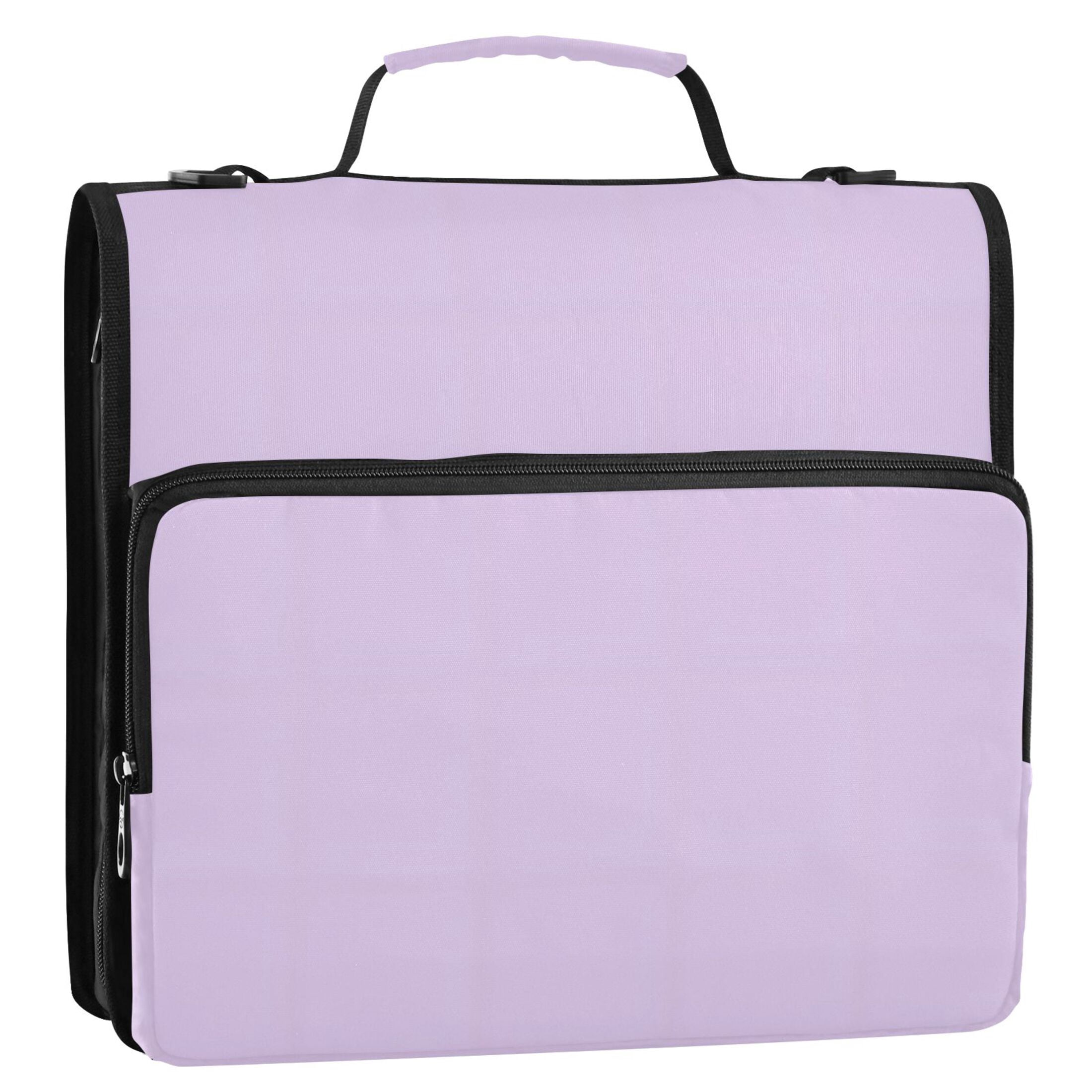 ALAZA Zipper Binder Light Purple Solid 3 Ring Trapper Keeper File Folder Organizer Bag