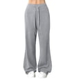 thumbnail image 6 of Flare Leggings for Women Drawstring High Waisted Flared Yoga Pants Soft Cotton Wide Leg Sweatpants Y2k Bell Bottoms Light Gray M, 6 of 6