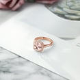thumbnail image 5 of Gem Stone King 2.50 Cttw 8MM Cushion Peach Nano Morganite and White Created Sapphire 18K Rose Gold Plated Silver Ring for Women | Gemstone Birthstone | Size 5,6,7,8,9, 5 of 6
